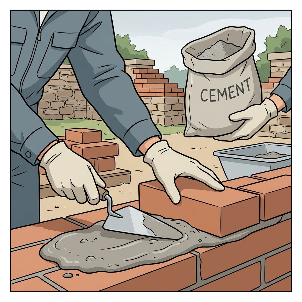 AI mnemonic illustration for the English word "cement"