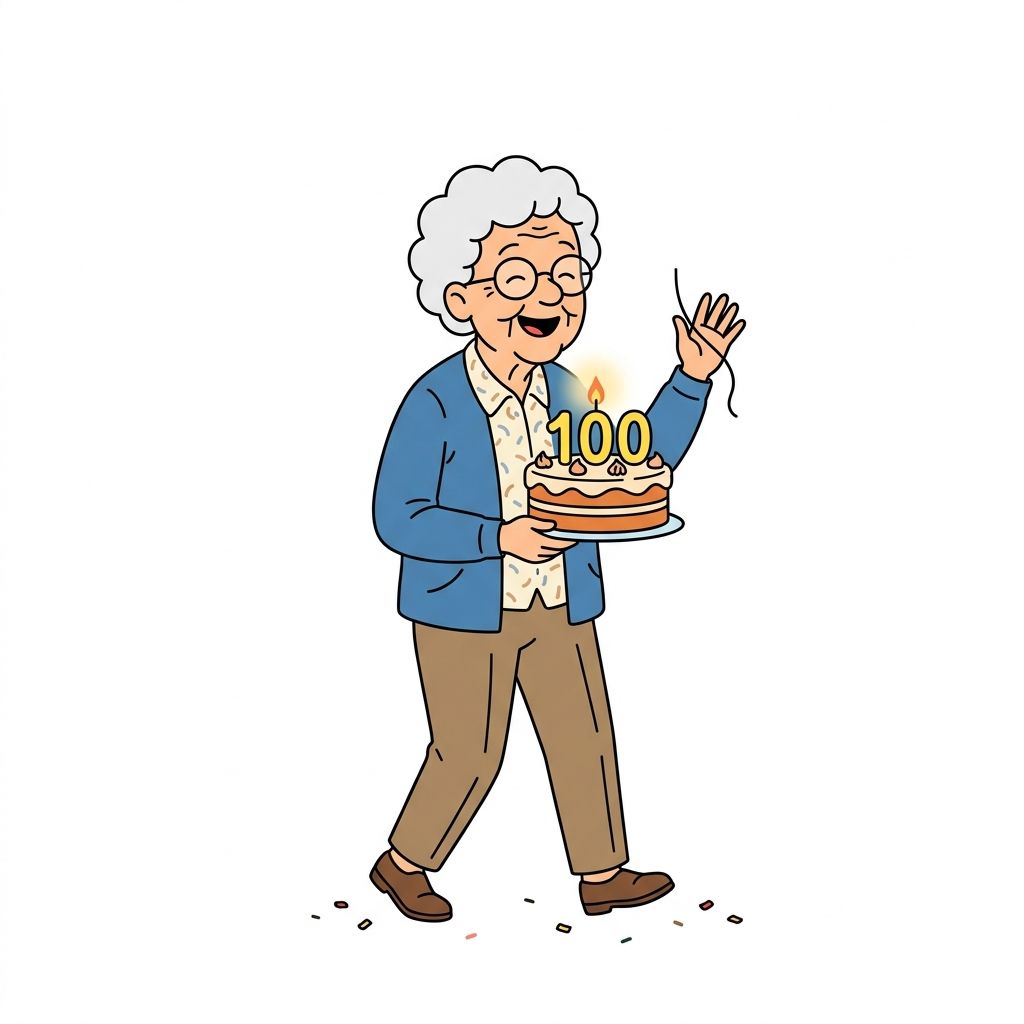 AI mnemonic illustration for the English word "centenarian"