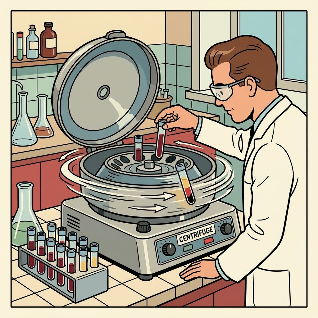 AI mnemonic illustration for the English word "centrifuge"
