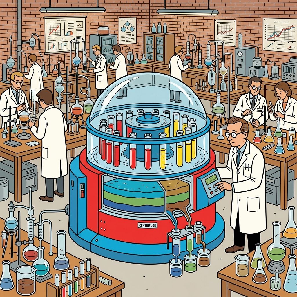 AI mnemonic illustration for the English word "centrifuge"