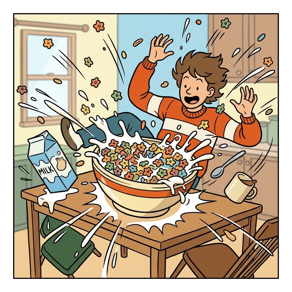 AI mnemonic illustration for the English word "cereal"