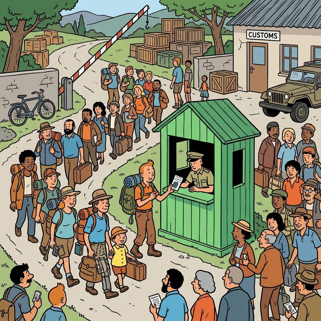 AI mnemonic illustration for the English word "checkpoint"
