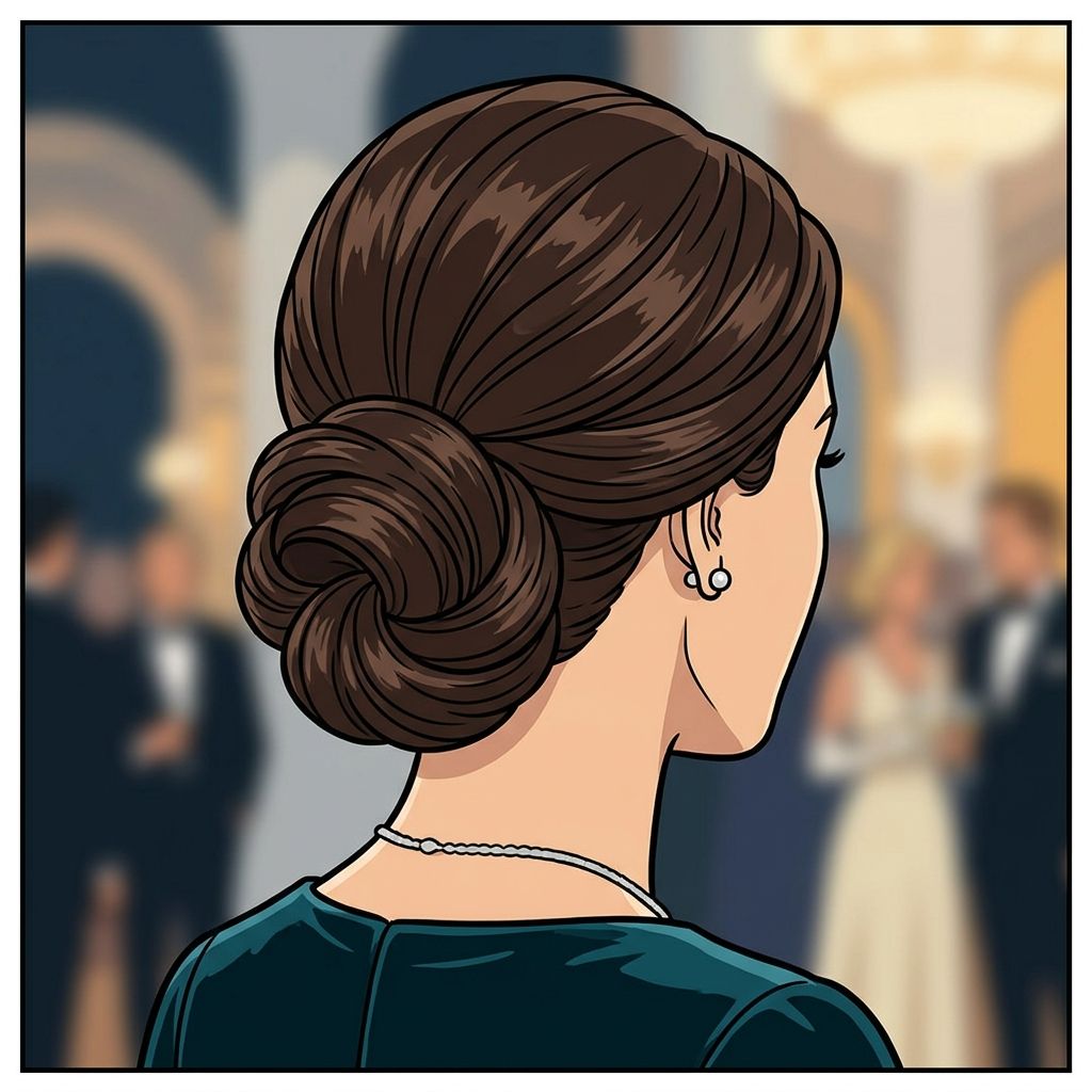 AI mnemonic illustration for the English word "chignon"
