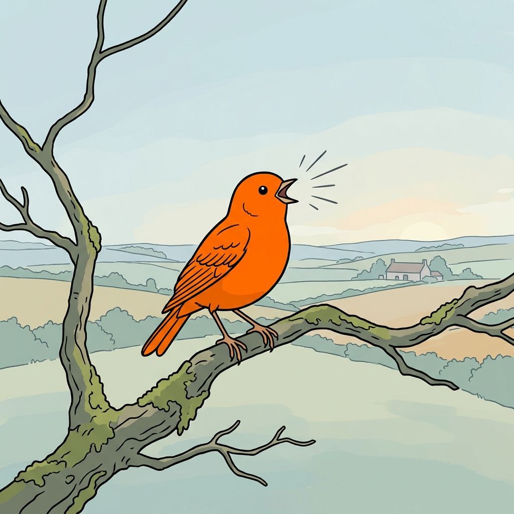 AI mnemonic illustration for the English word "chirp"