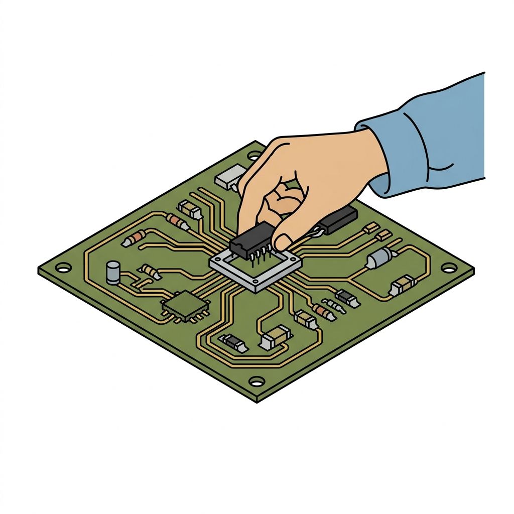 AI mnemonic illustration for the English word "circuit board"