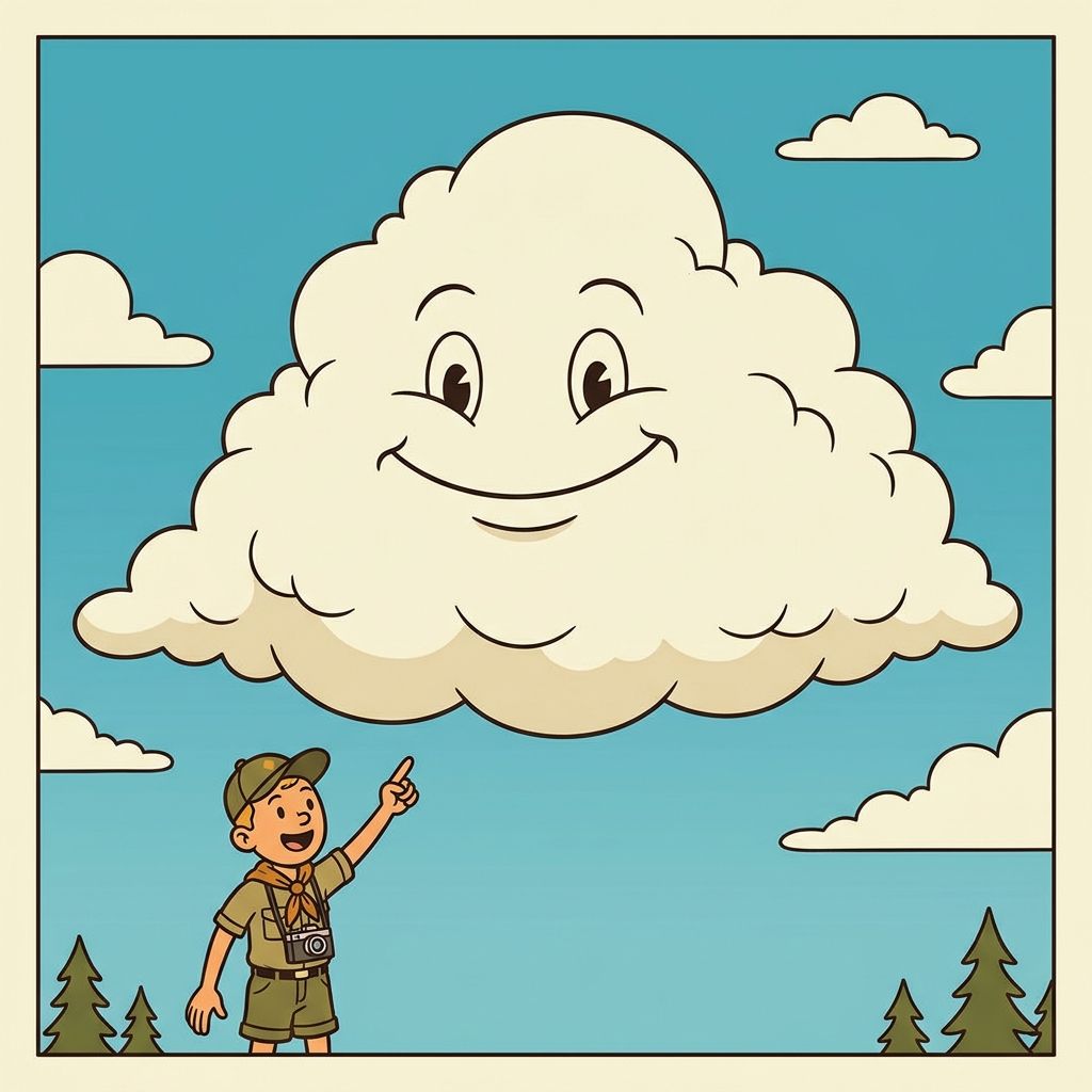 AI mnemonic illustration for the English word "cloud"