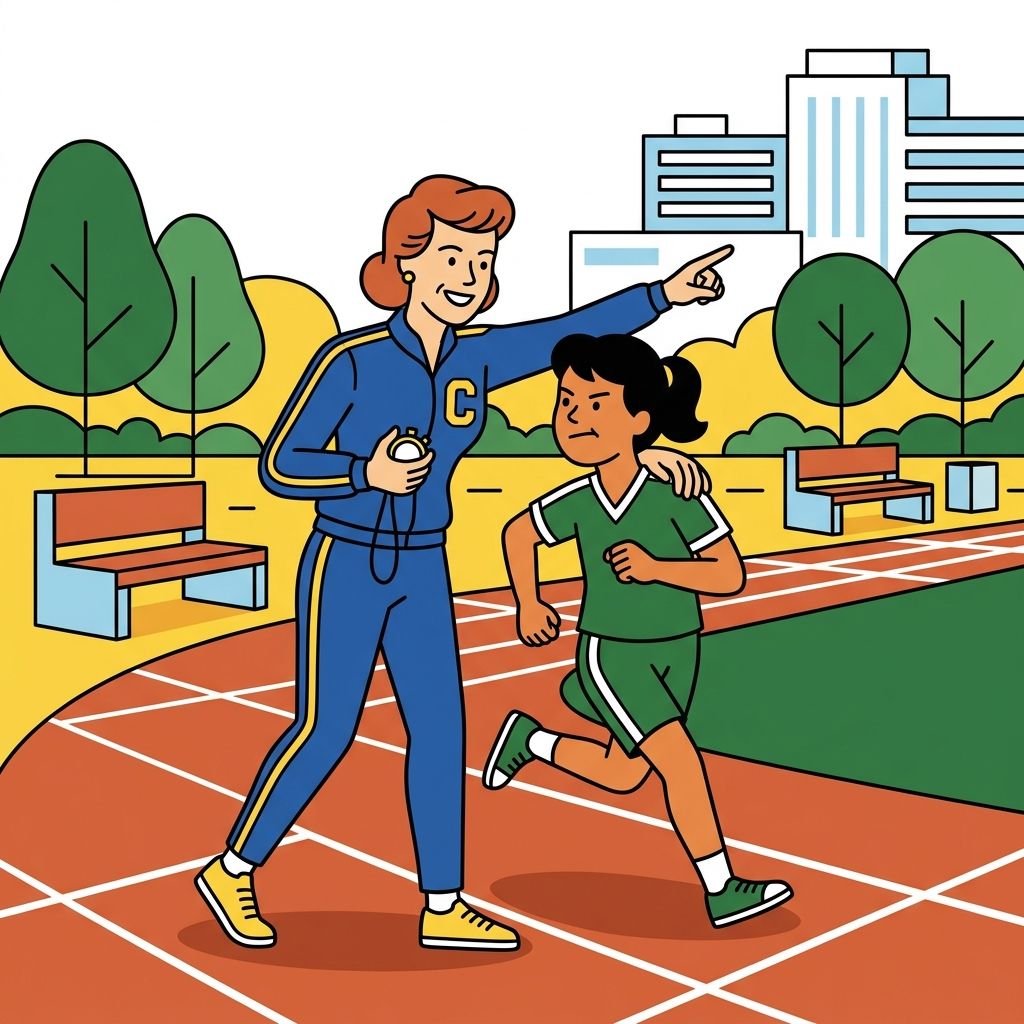 AI mnemonic illustration for the English word "coaching"