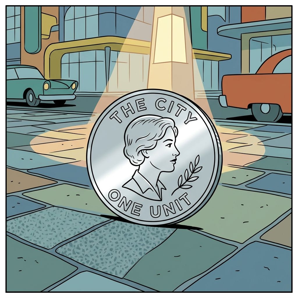 AI mnemonic illustration for the English word "coin"