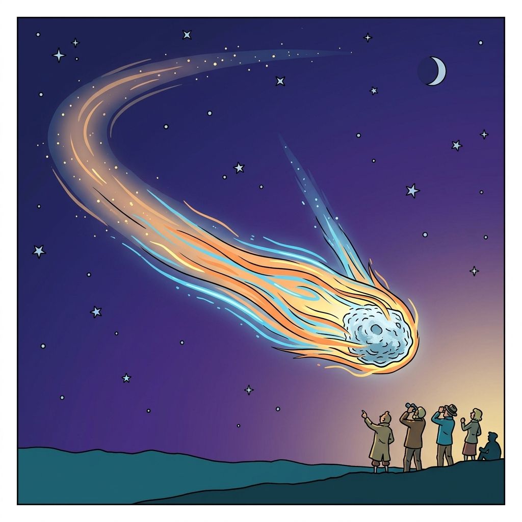 AI mnemonic illustration for the English word "comet"