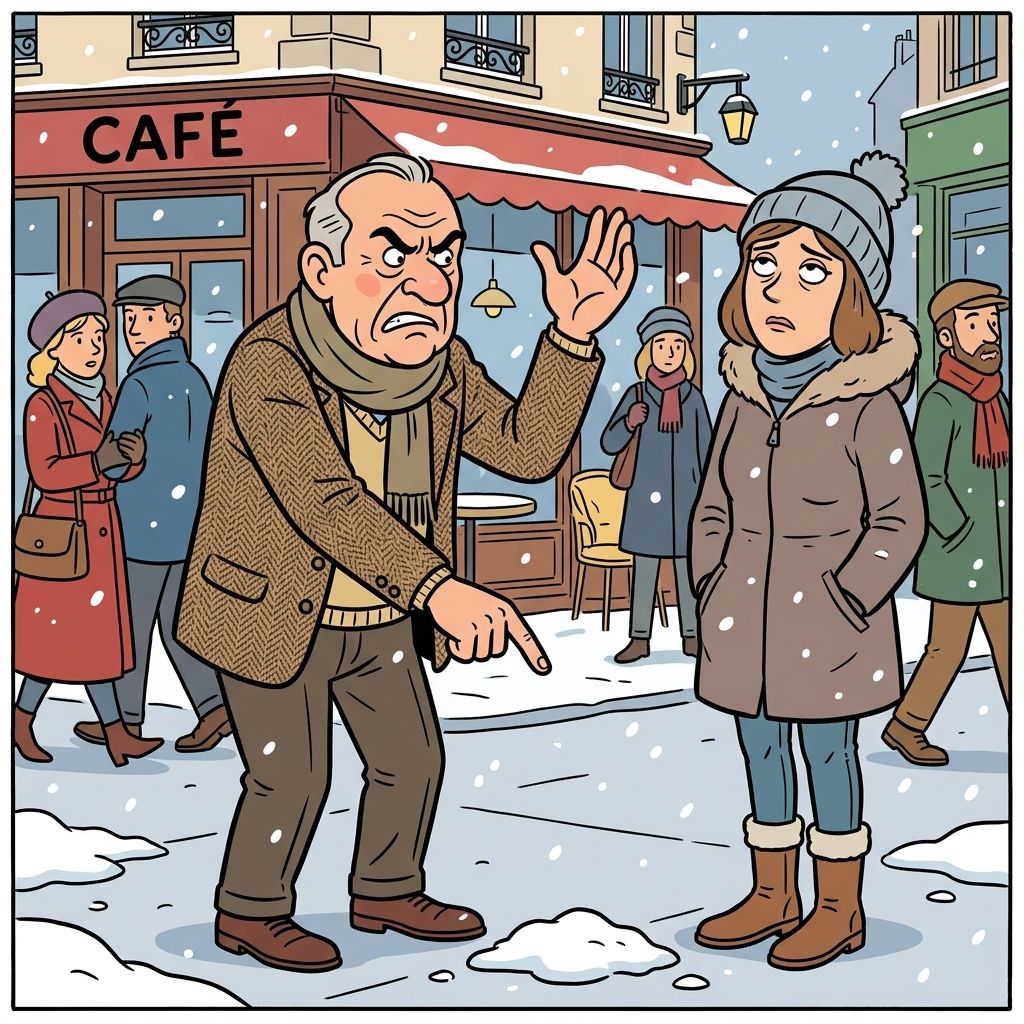 AI mnemonic illustration for the English word "complaining"