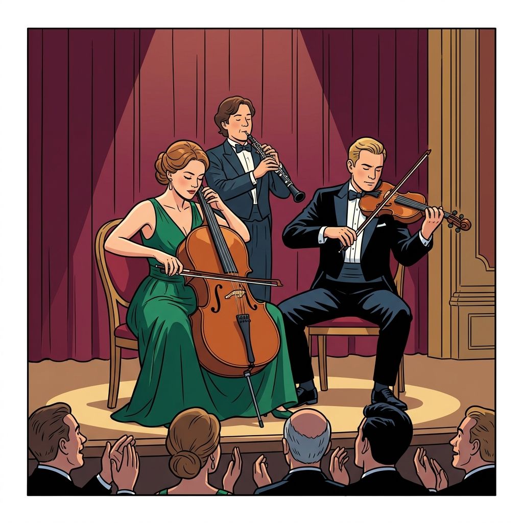 AI mnemonic illustration for the English word "concert"