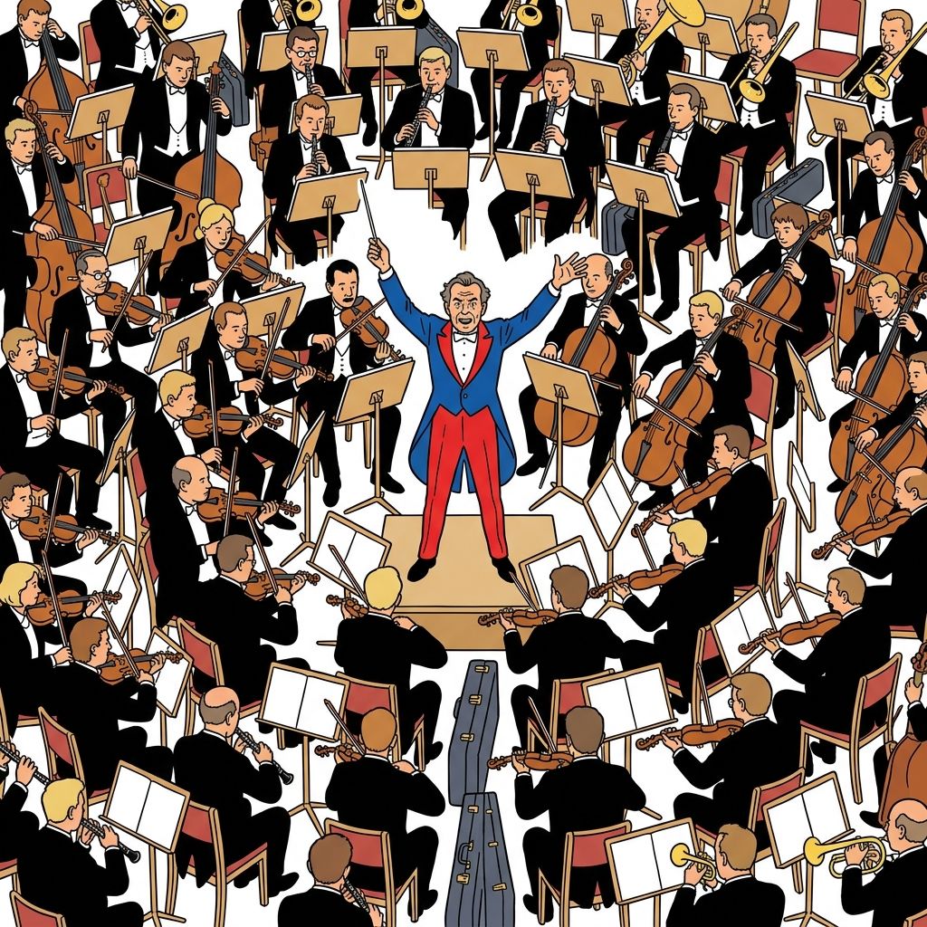 AI mnemonic illustration for the English word "conductor"