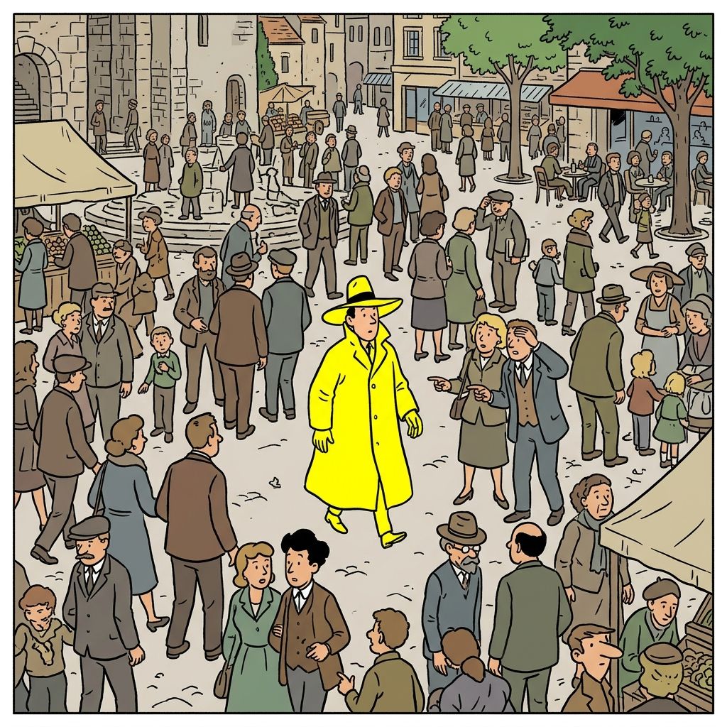 AI mnemonic illustration for the English word "conspicuous"