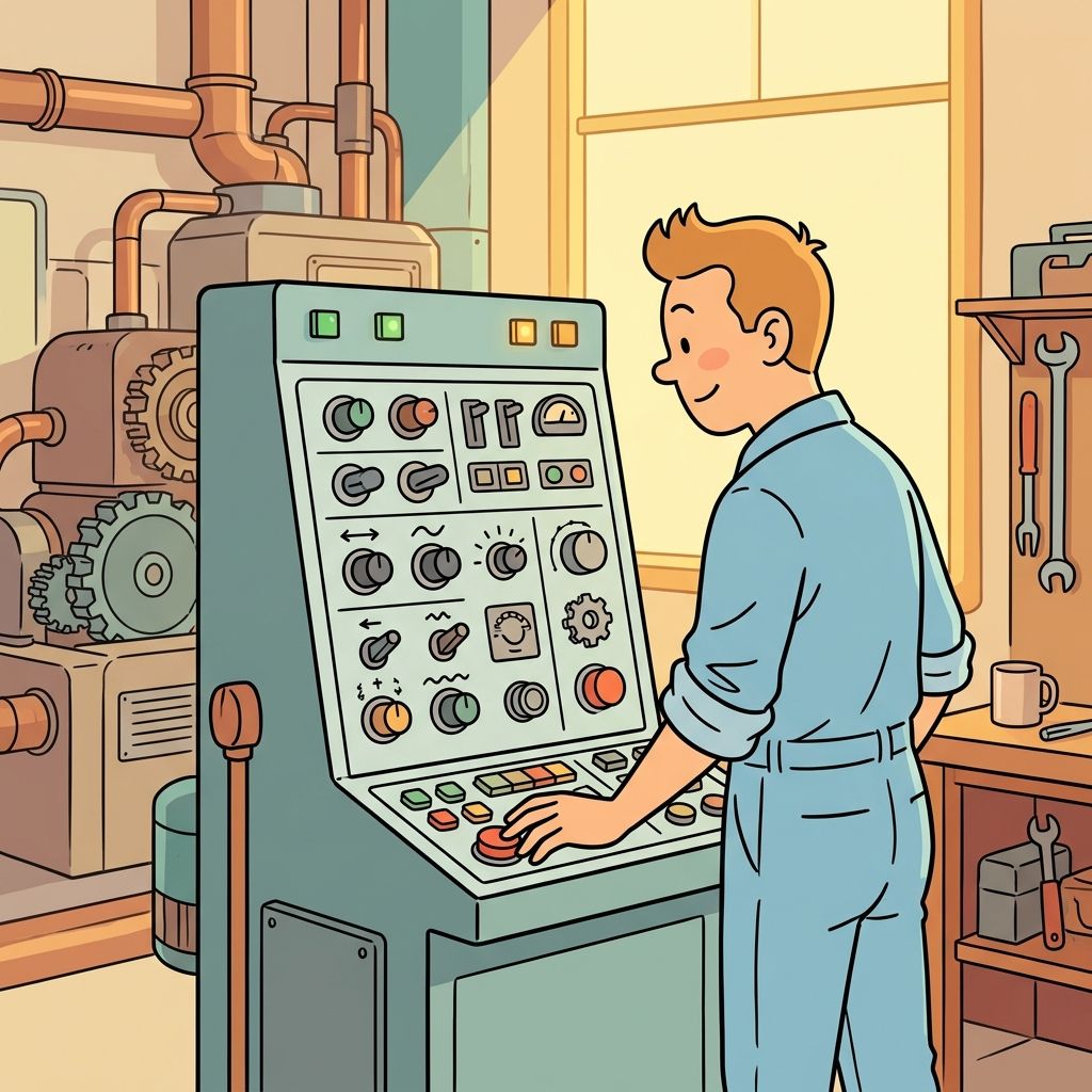 AI mnemonic illustration for the English word "control panel"