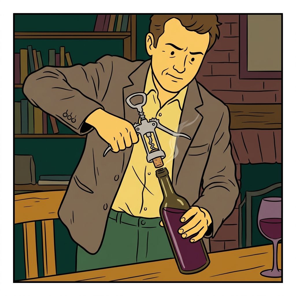 AI mnemonic illustration for the English word "corkscrew"