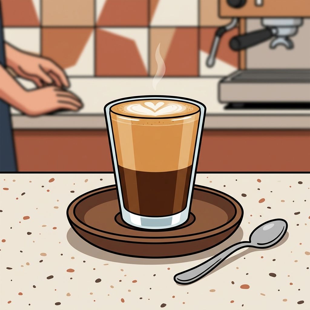 AI mnemonic illustration for the English word "cortado"