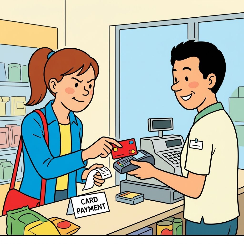 AI mnemonic illustration for the English word "credit card"