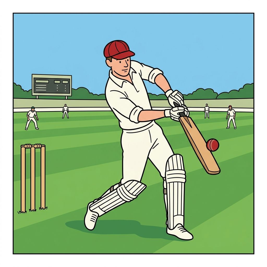 AI mnemonic illustration for the English word "cricket"