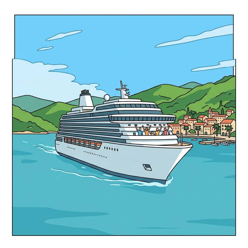 AI mnemonic illustration for the English word "cruise"