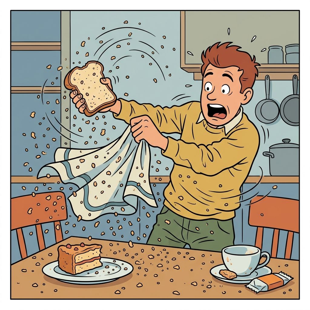 AI mnemonic illustration for the English word "crumbs"