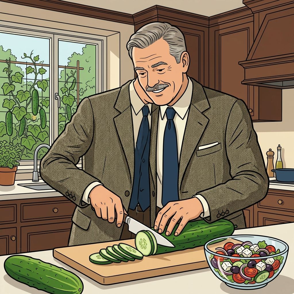 AI mnemonic illustration for the English word "cucumber"
