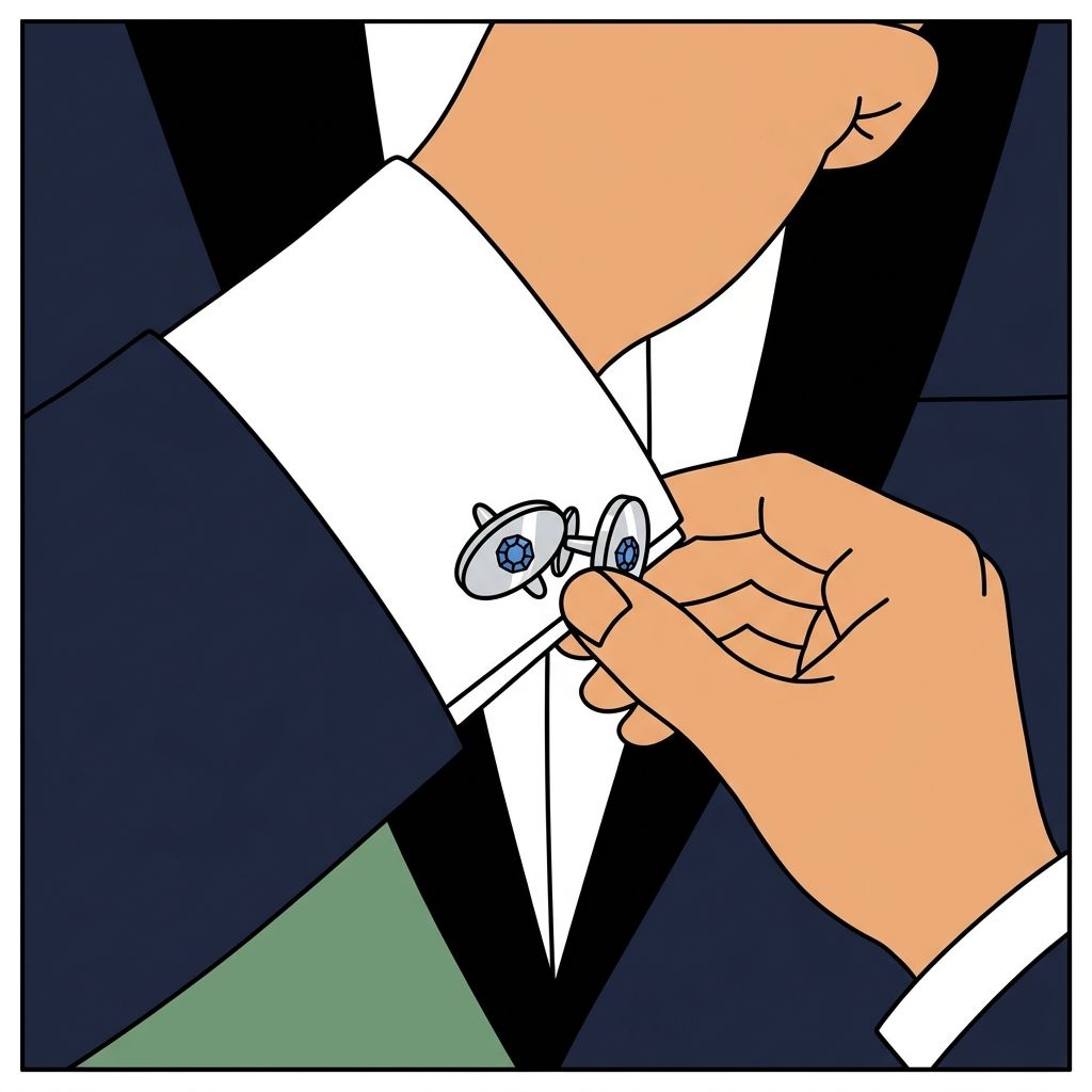AI mnemonic illustration for the English word "cufflinks"