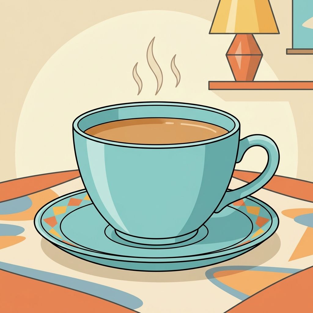 AI mnemonic illustration for the English word "cup"