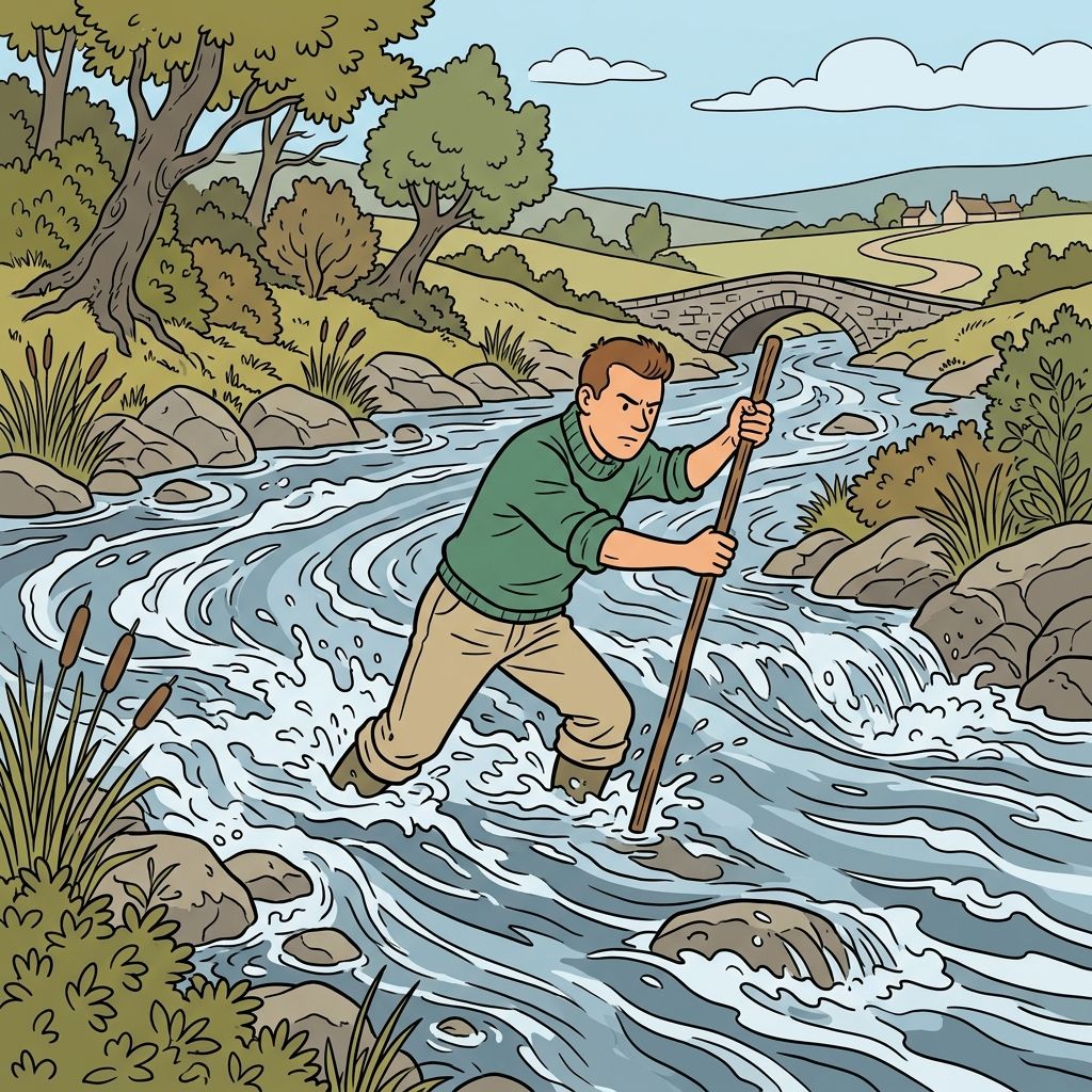 AI mnemonic illustration for the English word "current"