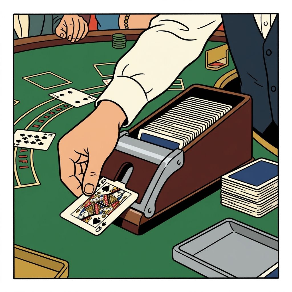 AI mnemonic illustration for the English word "dealer shoe"