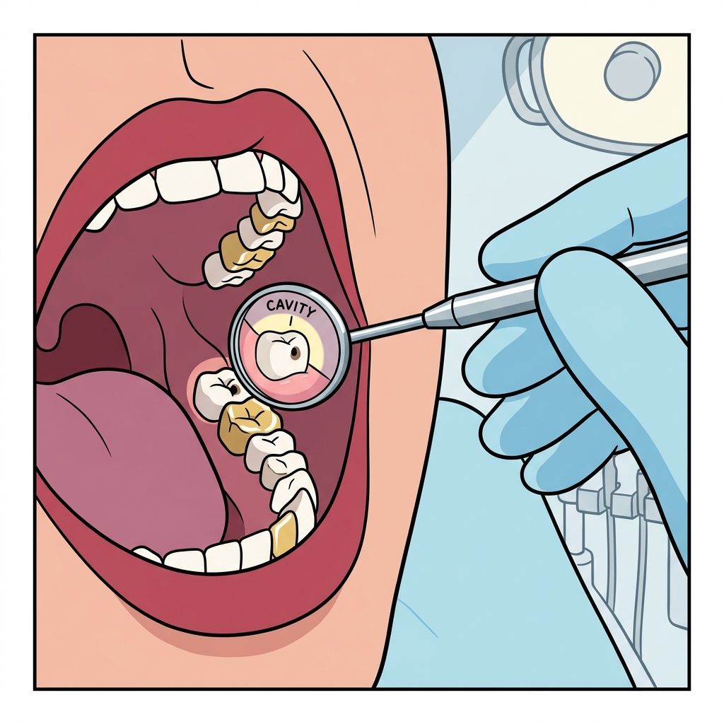 AI mnemonic illustration for the English word "dental mirror"