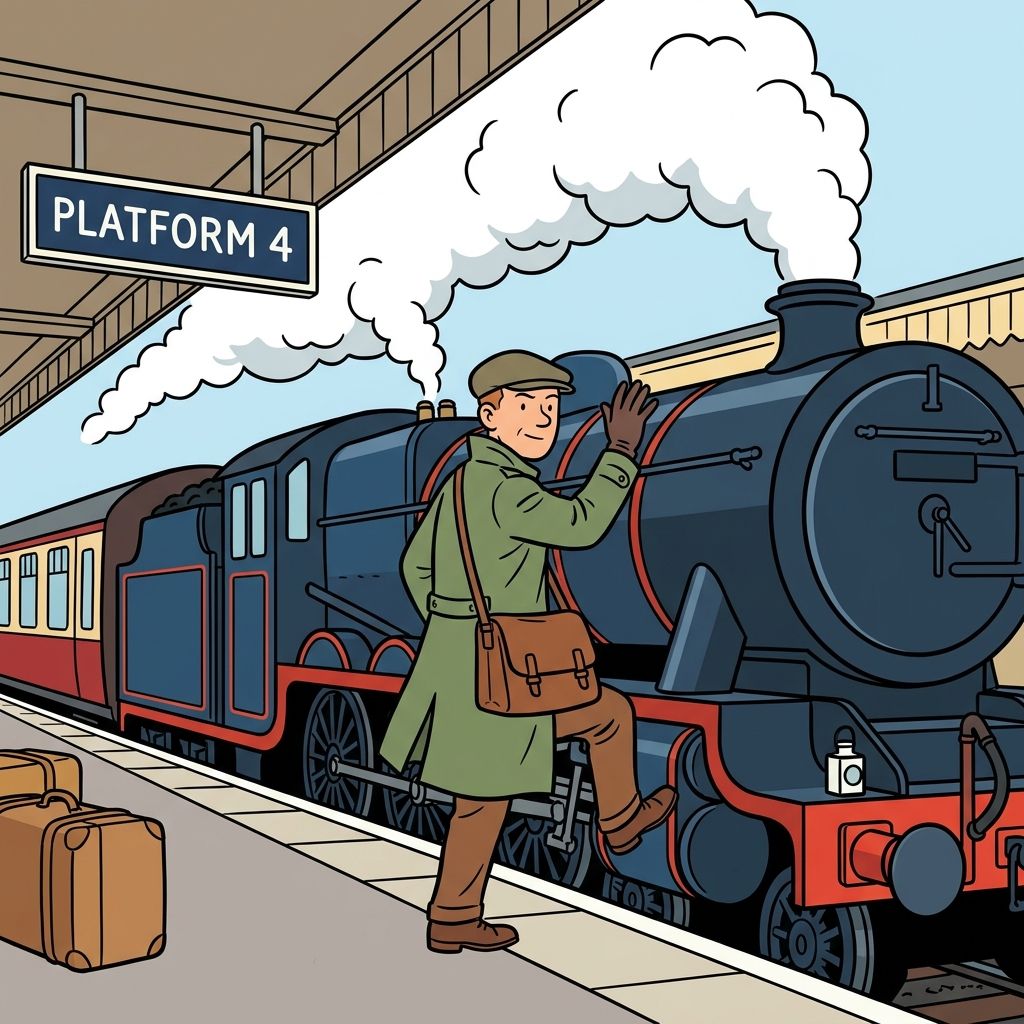 AI mnemonic illustration for the English word "depart"