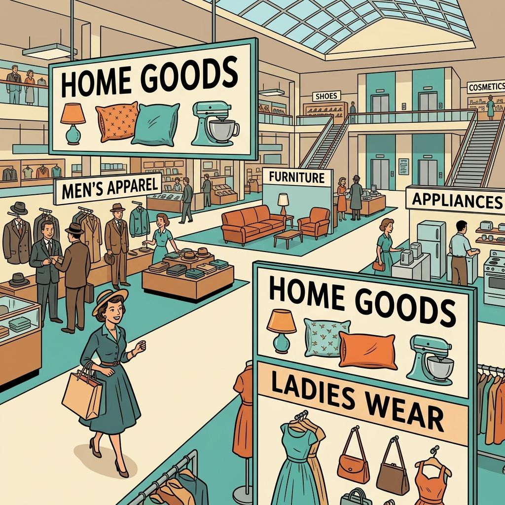 AI mnemonic illustration for the English word "department store"