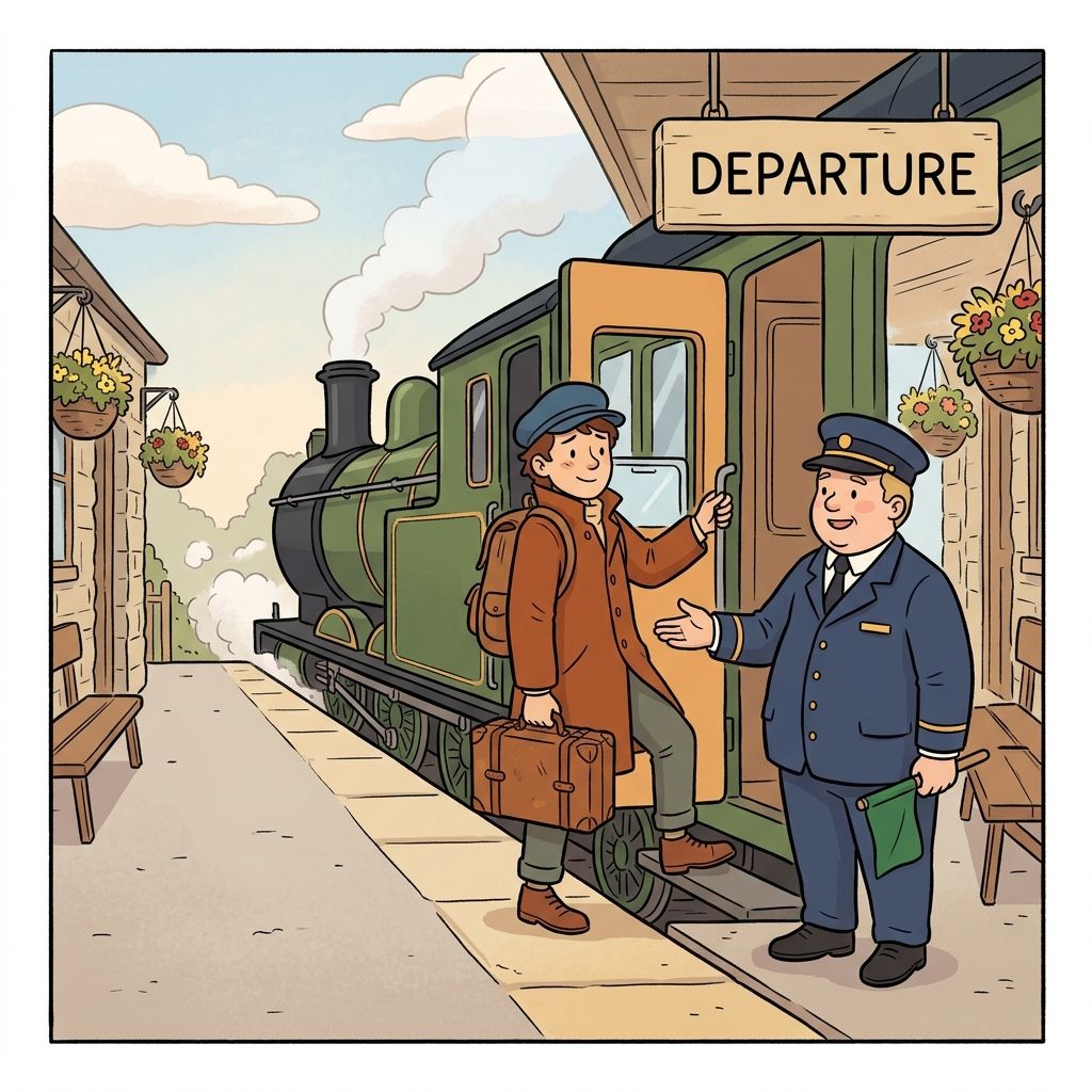 AI mnemonic illustration for the English word "departure"