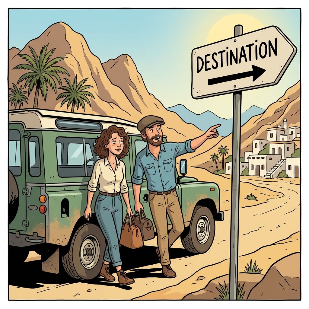 AI mnemonic illustration for the English word "destination"