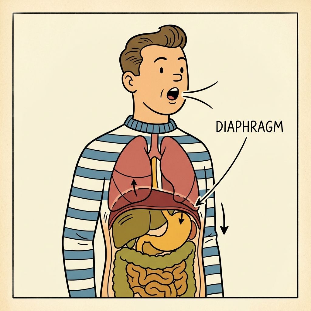 AI mnemonic illustration for the English word "diaphragm"