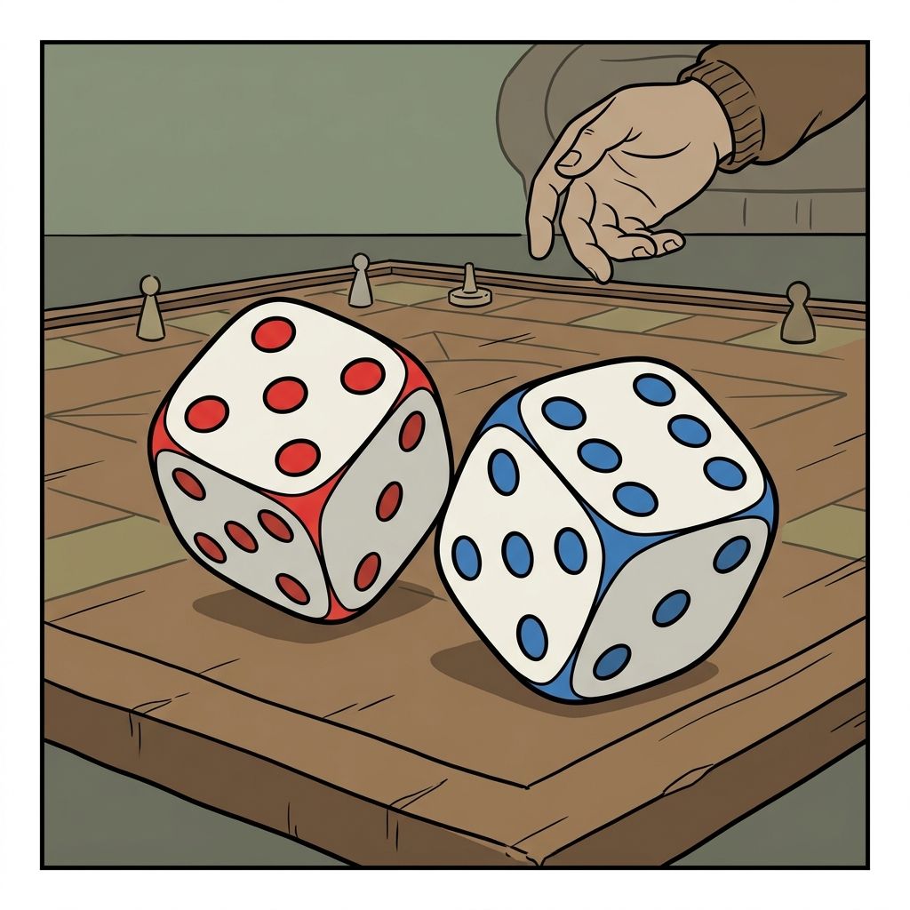 AI mnemonic illustration for the English word "dice"