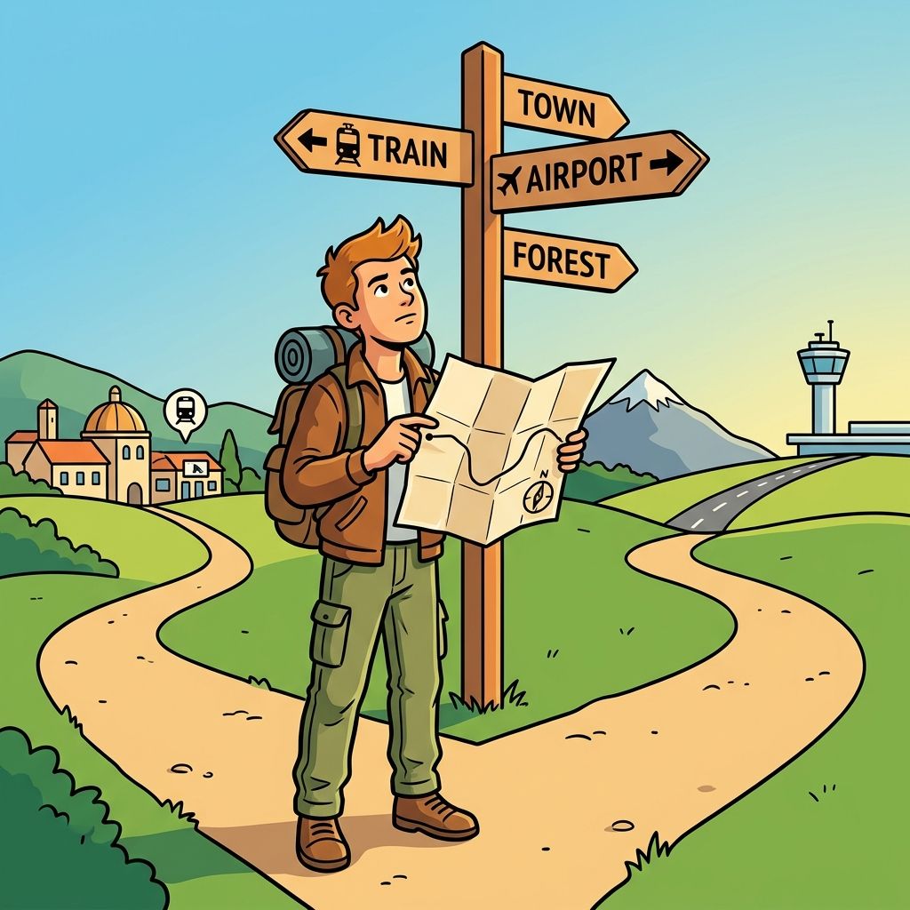 AI mnemonic illustration for the English word "directions"