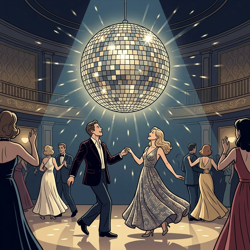 AI mnemonic illustration for the English word "disco ball"