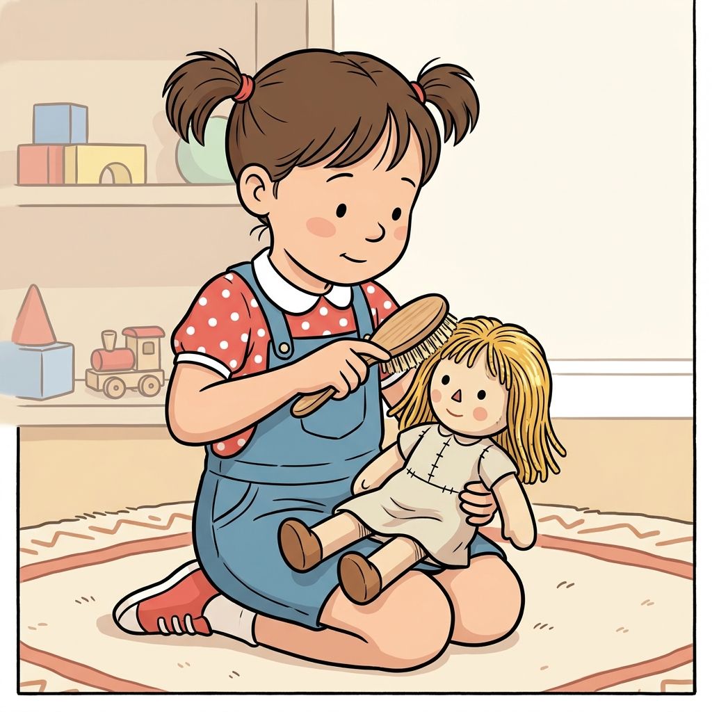 AI mnemonic illustration for the English word "doll"