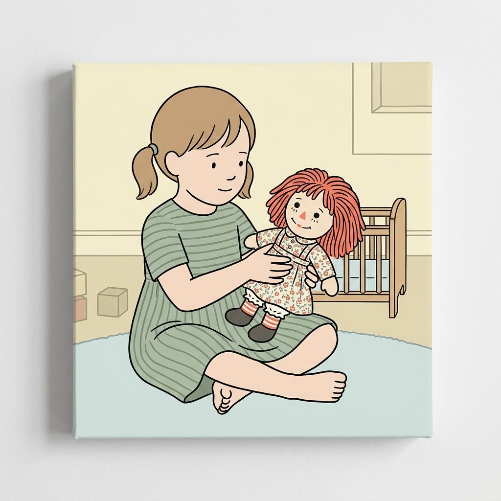 AI mnemonic illustration for the English word "doll"