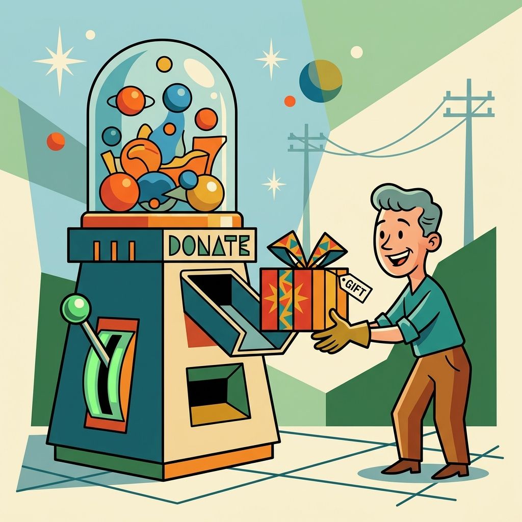 AI mnemonic illustration for the English word "donate"