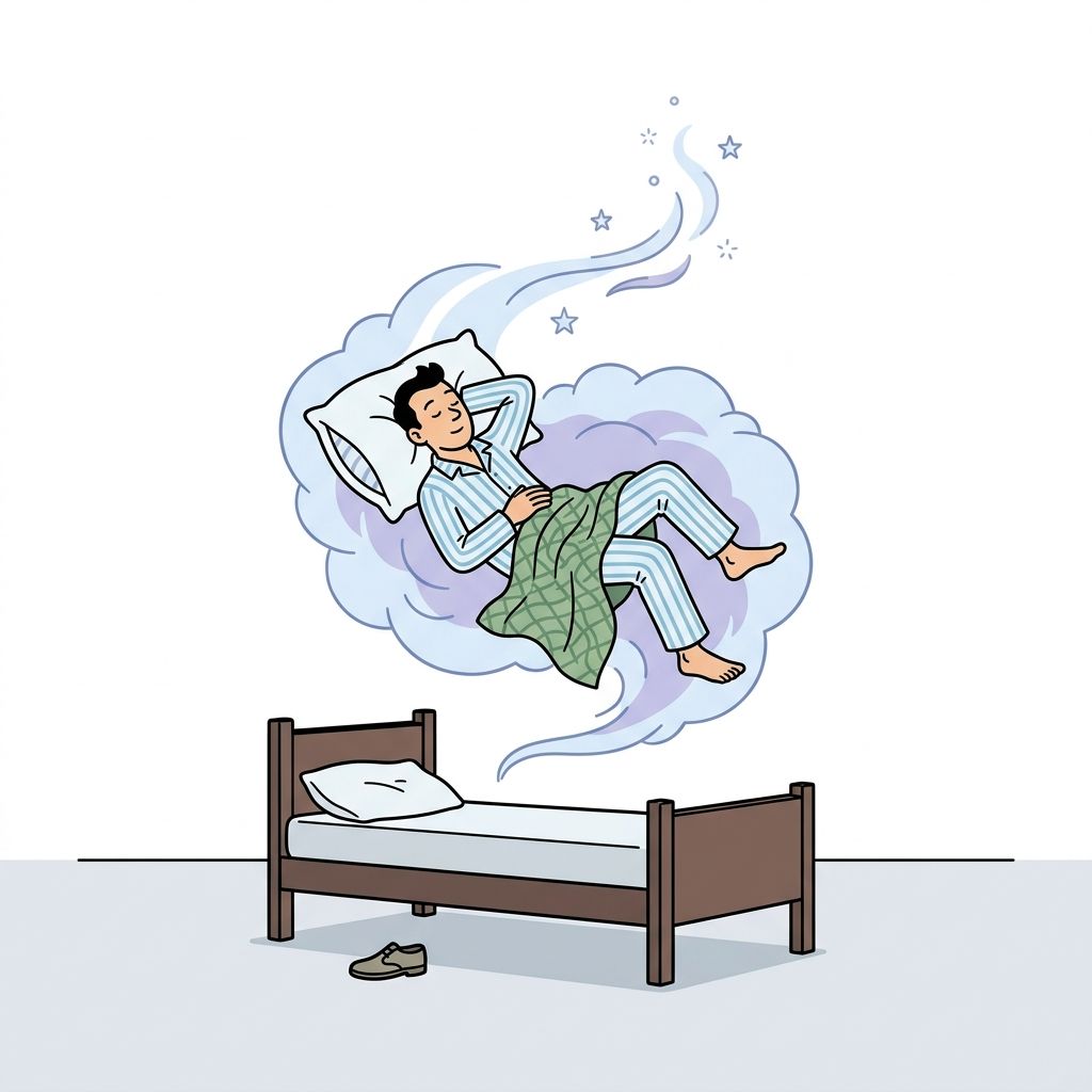 AI mnemonic illustration for the English word "drift off"