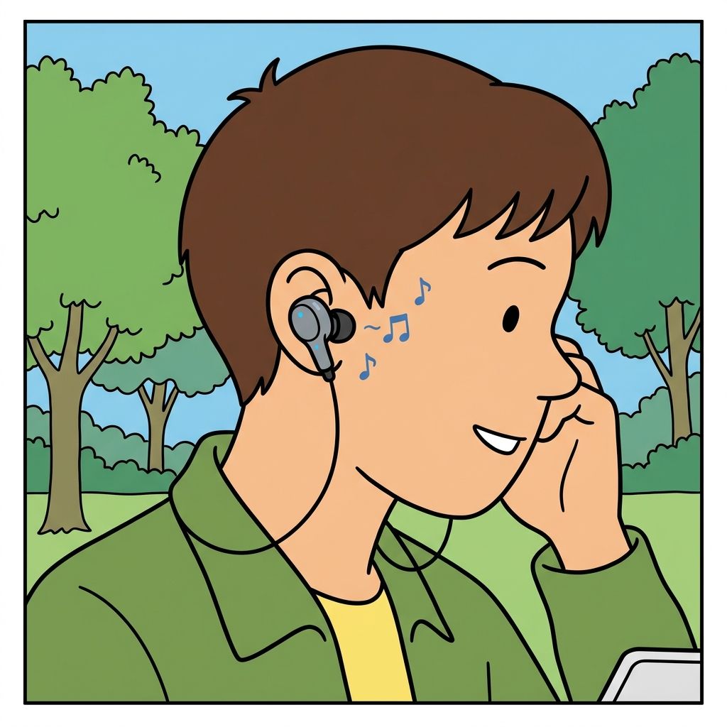 AI mnemonic illustration for the English word "earbuds"