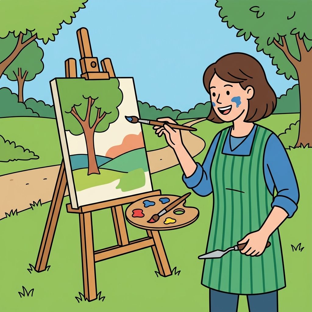 AI mnemonic illustration for the English word "easel"