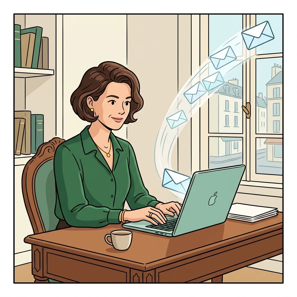 AI mnemonic illustration for the English word "email"