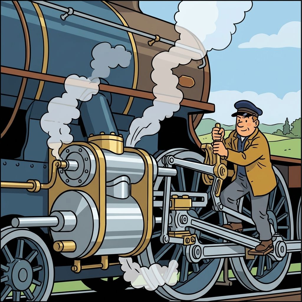 AI mnemonic illustration for the English word "engine"