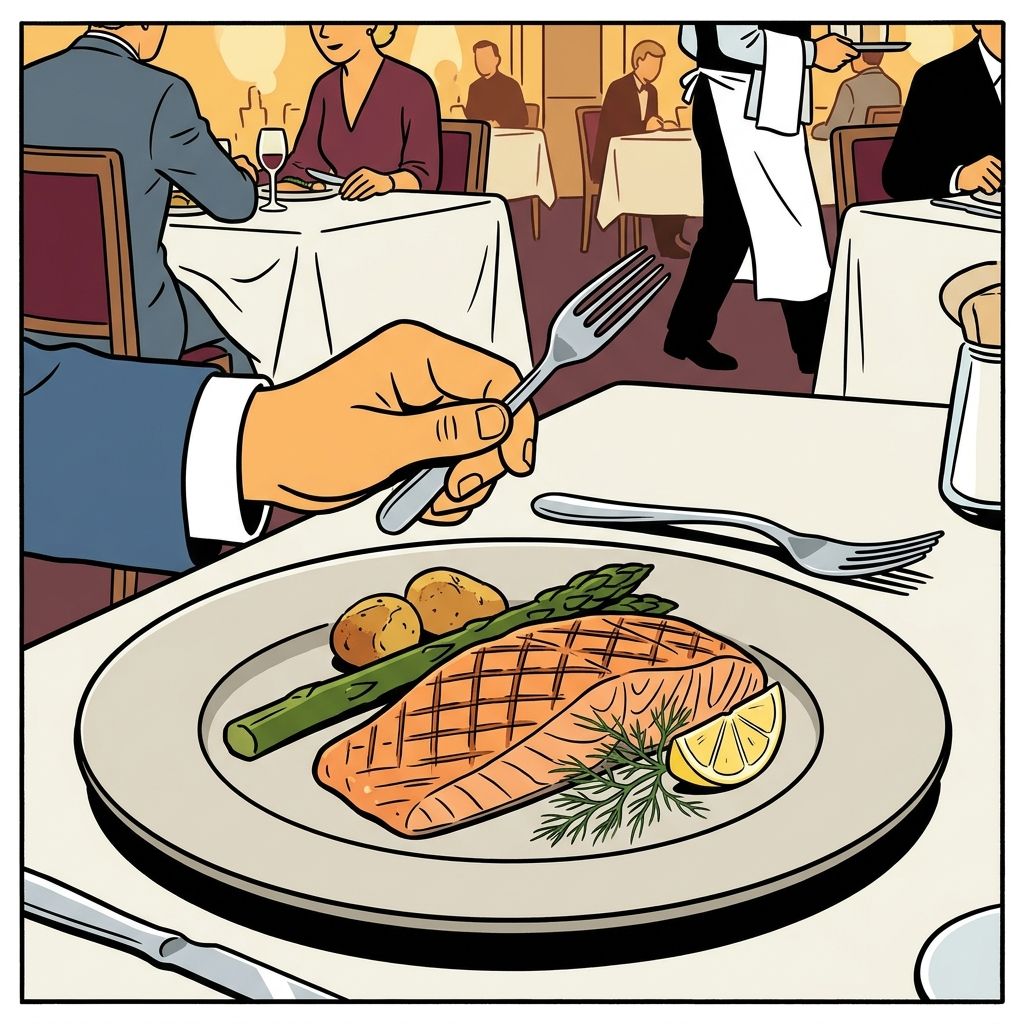 AI mnemonic illustration for the English word "entrée"