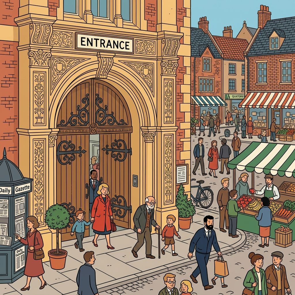 AI mnemonic illustration for the English word "entrance"