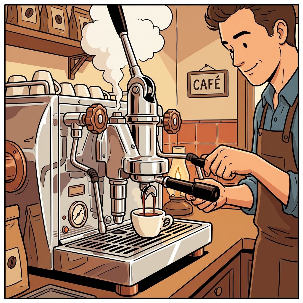 AI mnemonic illustration for the English word "espresso"