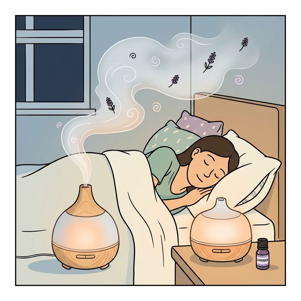 AI mnemonic illustration for the English word "essential oil diffuser"